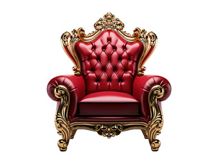 Red and Gold Color Throne Sofa Chair: Isolated PNG on Transparent or White Background