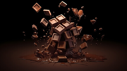 Fototapeta na wymiar Illustration of melted dark chocolate background