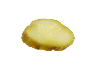 Slice of pickled cucumber isolated on white