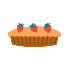 cute hand drawn cartoon strawberry cake vector illustration isolated on white background