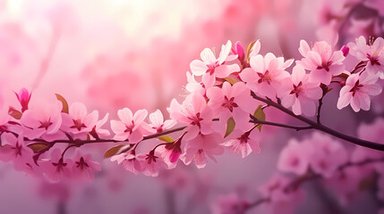 Beautiful pink spring cherry blossoms
