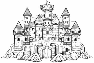 Obraz premium printable picture, coloring book with cozy buildings