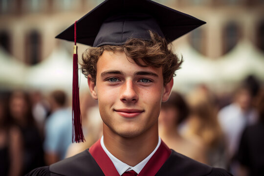 Created with generative ai portrait of intelligent happy male student on graduation ceremony