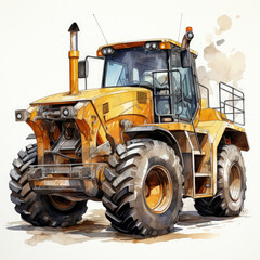 Obraz premium watercolor Construction Vehicle clipart, Generative Ai