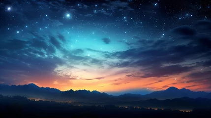 Foto op Canvas Sky night stars and moon, islamic night, sunset wallpaper © Elchin Abilov