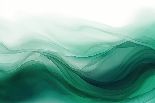 Abstract watercolor paint background dark Green gradient color with fluid curve lines texture