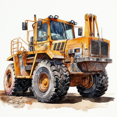 Obraz premium watercolor Construction Vehicle clipart, Generative Ai