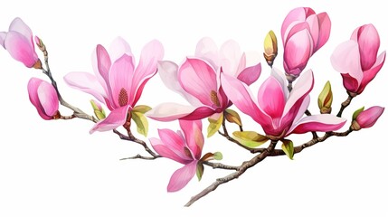 Obraz na płótnie Canvas Wildflower magnolia flower in a watercolor style isolated. Full name of the plant: pink magnolia. Aquarelle wild flower for background, texture, wrapper pattern, frame or border