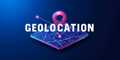 "GEOLOCATION" written with a 3d point, TECHNOLOGY concept