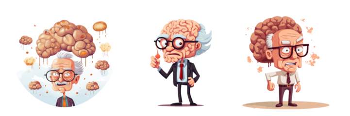 Illustration Old Mans Brain, Isolated Transparent Background Images, PNG