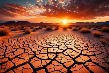 Fototapeten cracked earth in the desert © Sajawal