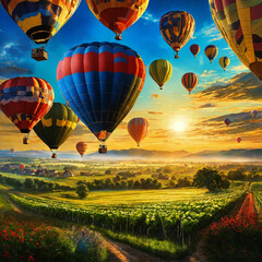 Obraz premium Ballons bei Sonnenuntergang