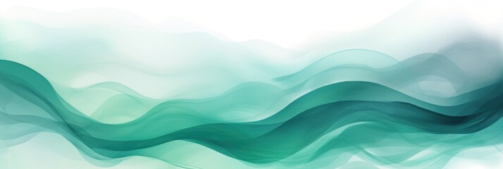 Abstract watercolor paint background dark Mint gradient color with fluid curve lines texture