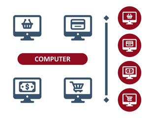 Computer Icons. Computer Screen, Monitor, Online Shopping, E-commerce, Credit Card, Dollar, Shopping Basket Icon