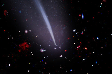 Comet flying through space. The elements of this image furnished by NASA. - 740076762