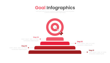 Infographic target template with 4 steps to success - obrazy, fototapety, plakaty