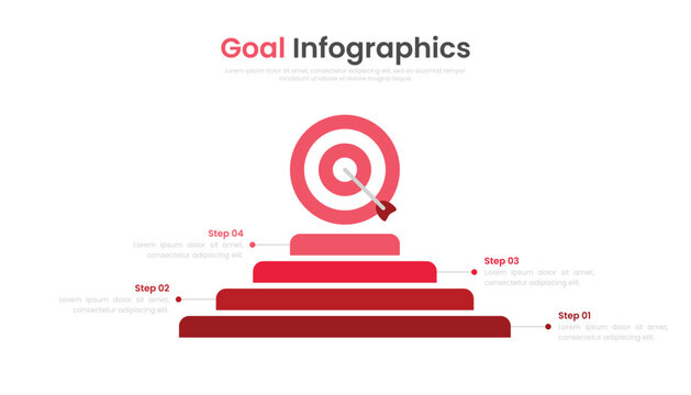 Infographic target template with 4 steps to success