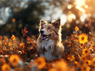 Corgi dog in nature Generative AI