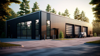 Obraz premium large industrial warehouse with large doors