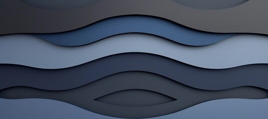 Dark matte abstract 3d wavy smooth background in black and blue for aesthetic concept design.