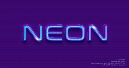 vector realistic neon 3d text effect