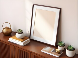 Obraz premium Mockup poster frame in farmhouse room interior background, interior mockup design