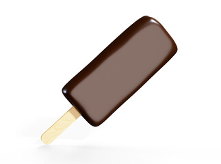 Soft serve chocolate ice cream 3D rendering illustration isolated on white background