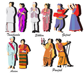 group of Indian people traditional dress
