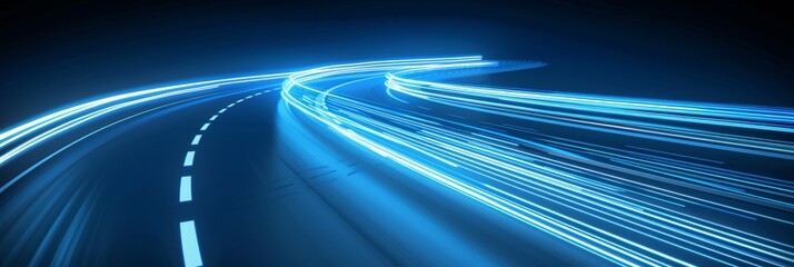 Blue light ray speed motion background, futuristic energy vector design for wallpaper and banner