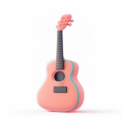 Obraz premium 3d Guitar icon minimalist color isolated on white