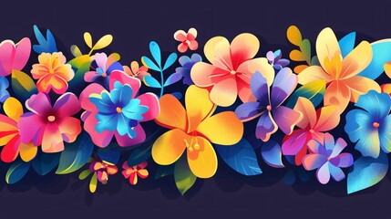 Fototapeta na wymiar Flowers 3D rendering, vibrant spring nature concept background
