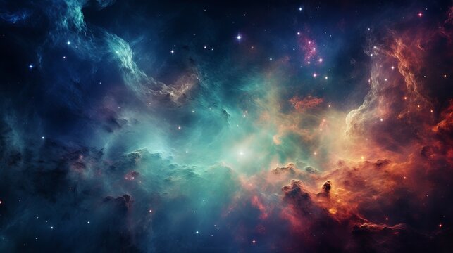 Infinite space background with nebulas and stars. This image elements furnished by