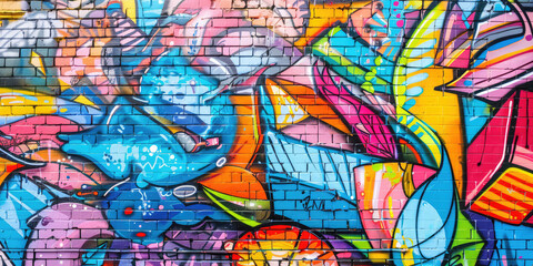 Vibrant Urban Graffiti Artwork. A detailed close-up of colorful graffiti art, showcasing urban...