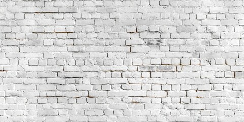 Panoramic background of wide old white brick wall texture. Home or office design backdrop, Generative AI