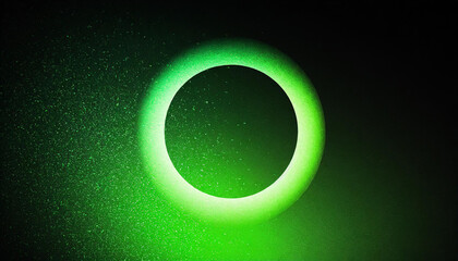 Glowing green light ring black background grainy gradient noise texture poster banner backdrop abstract design