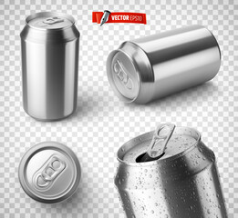 Vector realistic illustration of soda cans on a transparent background.