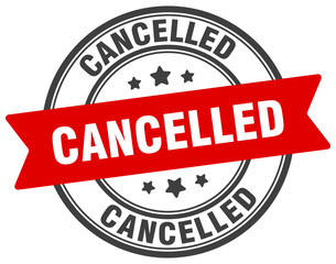 cancelled stamp. cancelled label on transparent background. round sign