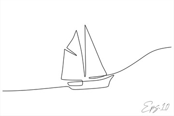 continuous line drawing of a sailing ship