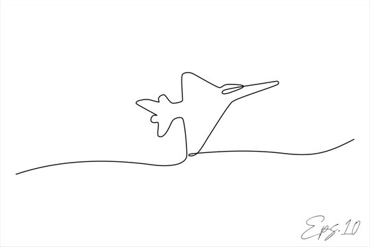 recommend clip art: continuous line drawing of a fighter plane