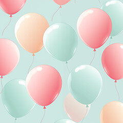 Pastel balloons floating in the air. Generative AI