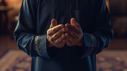 close up hand of muslim people praying gesture