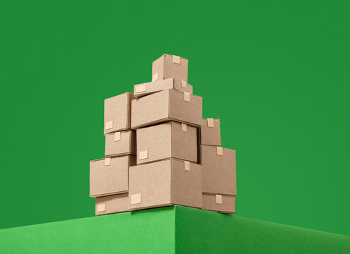 Stack of cardboard boxes. Relocation to new modern flat.