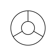 Wheel round diagram part. Segment slice sign. Circle section graph line.