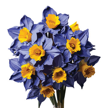 recommend clip art: bouquet of blue and yellow color daffodils