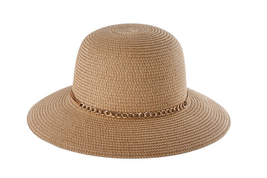 Womens summer straw hat isolated on white background