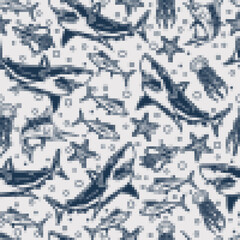 Sea fish pattern seamless monochrome
