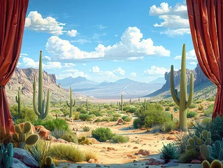 Deurstickers Conceptual artistic illustration  theater of the arid desert natural landscape © aviavlad