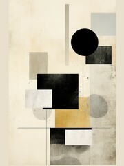 An abstract painting featuring bold black, white, and yellow colors intertwined in dynamic patterns and shapes, creating a visually striking composition.