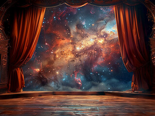 Conceptual artistic illustration  theater of the Universe