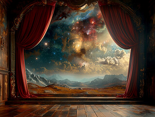 Conceptual artistic illustration  theater of the Universe